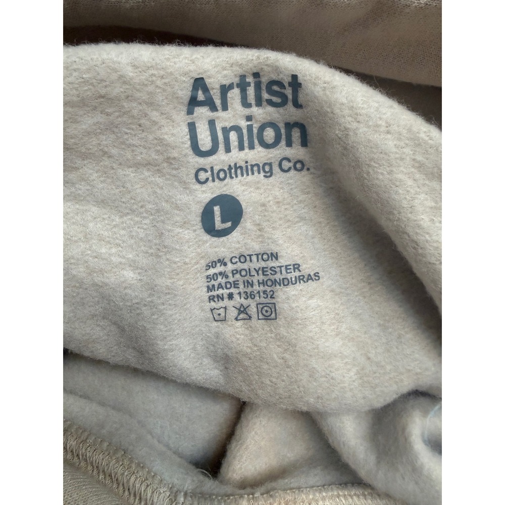 Artist Union Clothing Co Tan Skeleton Peace Sign Hoodie Mens Large Sand Pullover - Picture 3 of 3